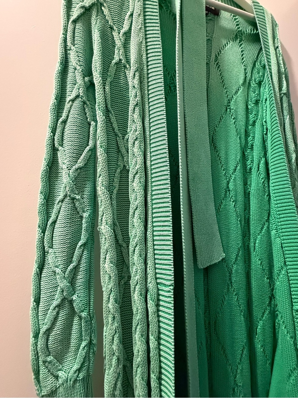 SER.O.YA Mint Green Cable Knit Cardigan